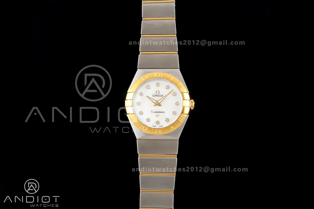 Constellation 28mm SS/YG 8848F 1:1 Best Edition White MOP Diamonds Dial on SS/YG Bracelet ETA Quartz
